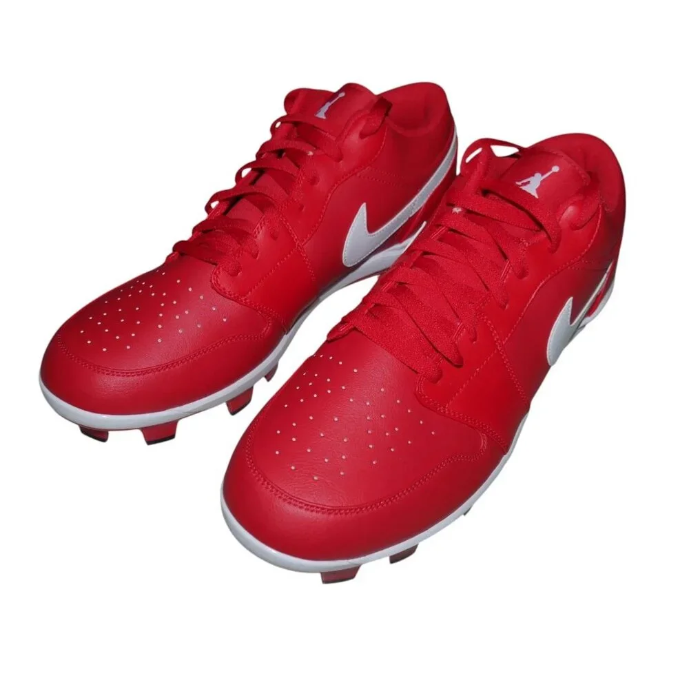 Nike Air Jordan 1 Retro Low Baseball Cleats Mens size 15  Varsity Red White New!